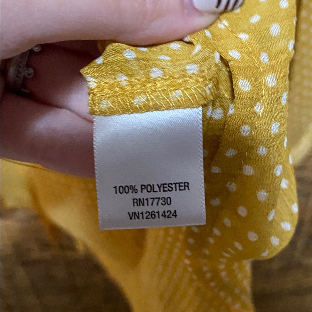 EUC Xhilaration dark, yellow gold, white, mini polkadot kitty bow blouse top XXL - Picture 7 of 8